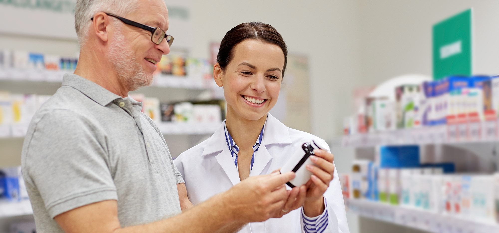 pharmacist assisting a customer